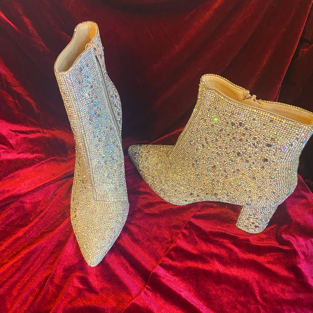 Betsy Johnson Rhinestone High Heel Ankle Boot Women’s Size 10